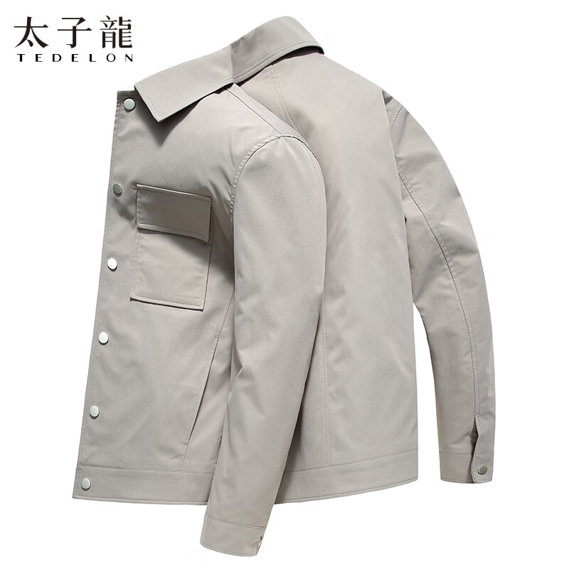 太子龍2025秋季新品短款商務(wù)休閑翻領(lǐng)外衣時尚潮流男夾克男士外套 卡其 2XL (185) 建議(145-160斤)