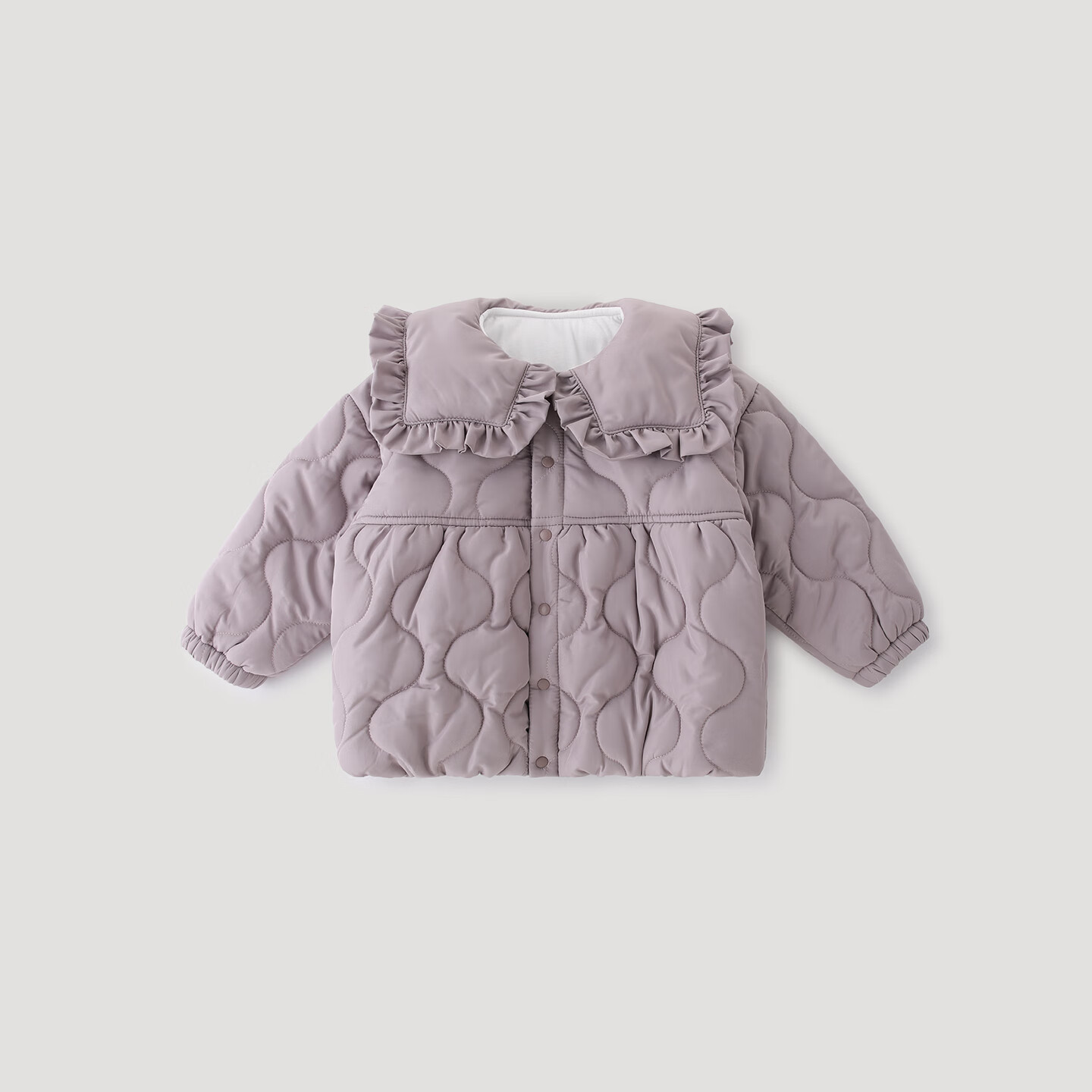 巴厘小猪女童棉服秋冬季保暖外出棉衣儿童加厚棉袄冬装上衣女宝宝夹棉外套 灰风铃紫 90