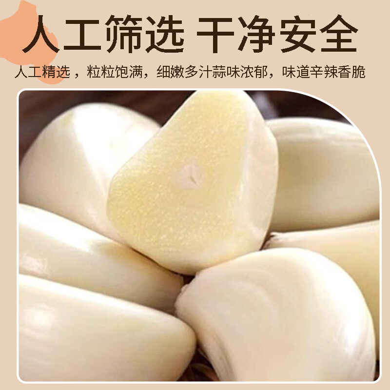 金乡大蒜【一餐一袋 真空锁鲜】新鲜蒜米蒜瓣剥皮去皮新鲜商用山东紫皮蒜 金乡大蒜 蒜米量贩装 净重1kg