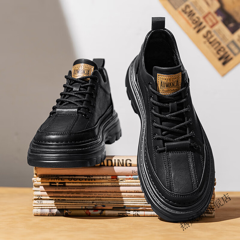 热风新男鞋春秋款轻便工作休闲 全黑 39