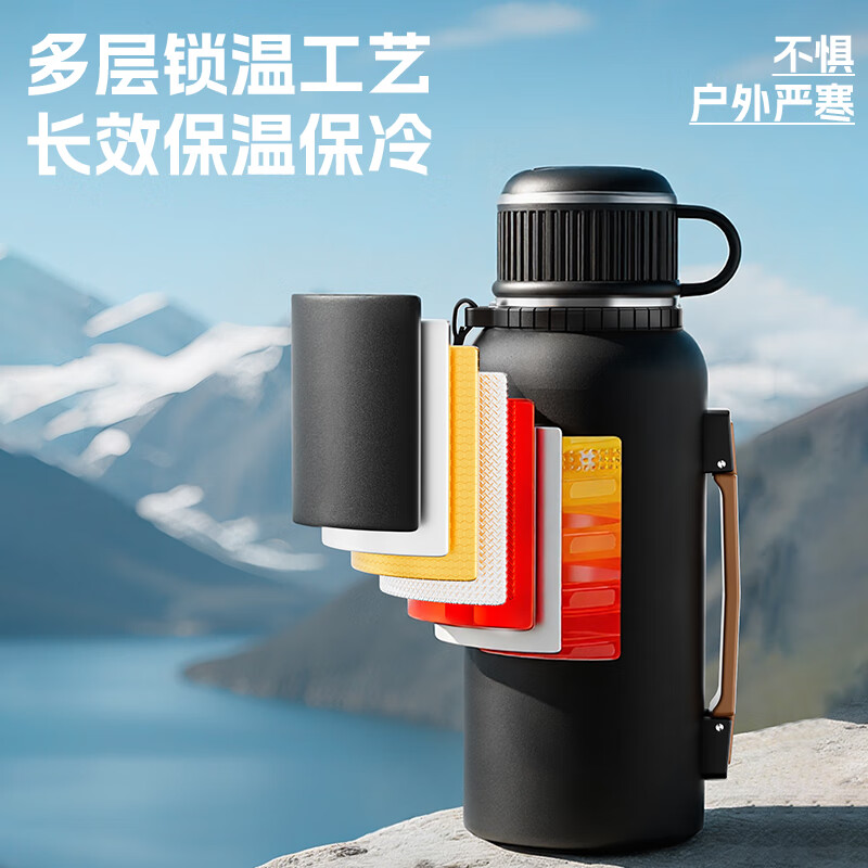 SZTAA保温杯大容量男女茶水分离316不锈钢水杯便携车载泡茶杯喝水杯盖 儒雅黑【茶滤+把手】800ml