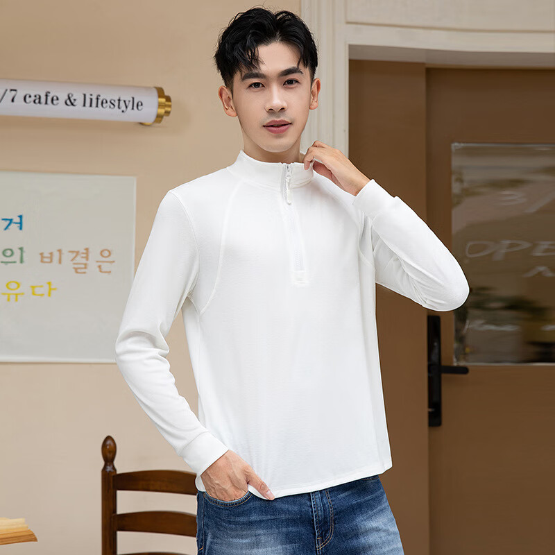 CronetKcnsy2026春款情侣男女同款半拉链立领德绒打底衫运动休闲百搭卫衣绒衫 白色-男款 4XL (180-200斤) 京东折扣/优惠券