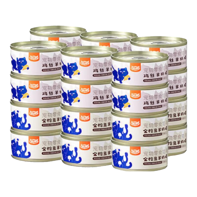 WOWO喔喔猫罐头猫零食 宠物猫咪零食金枪鱼罐头 鸡肉羊奶猫湿粮 【混合口味】80g*24罐