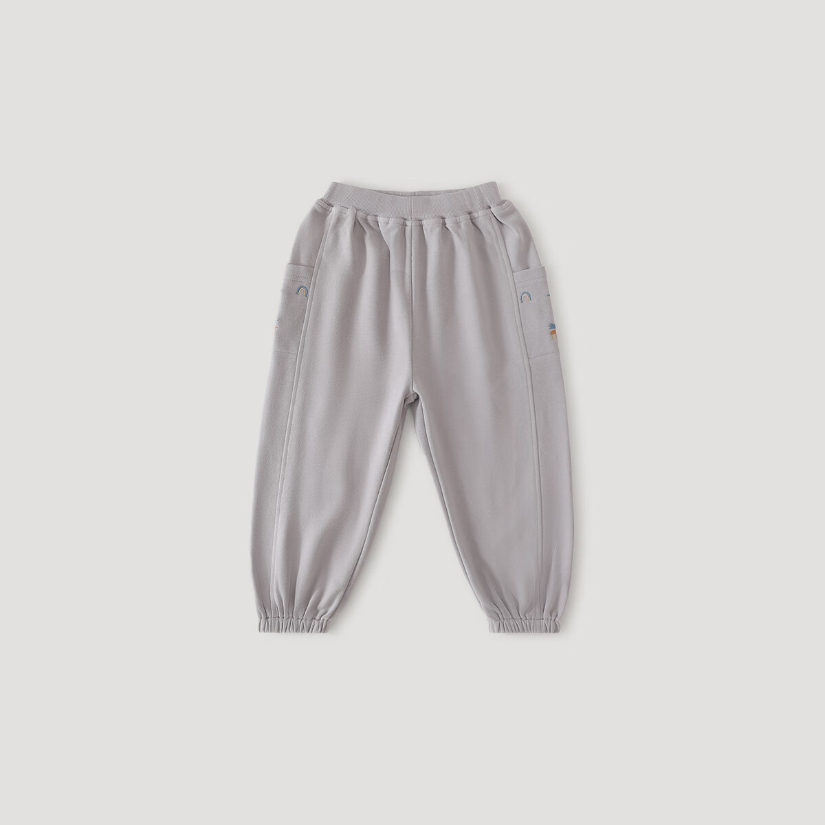 巴厘小猪男童裤子秋季2025新款女童休闲裤婴幼儿束脚裤宝宝卫裤儿童运动裤 灰风铃紫 90