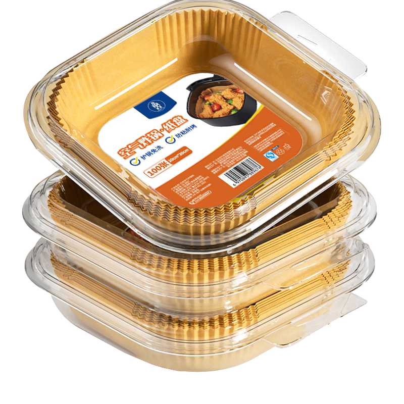 SHUANG YU方形空氣炸鍋專(zhuān)用紙20cm*100只硅油紙盤(pán)托紙碗適用于5L以上