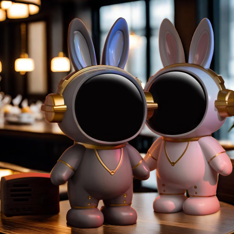 OYKTN潮兔存钱罐男孩子可存可取太空人储蓄罐宇航员潮玩摆件高颜值礼物 可存可取-系列 大号黑金兔