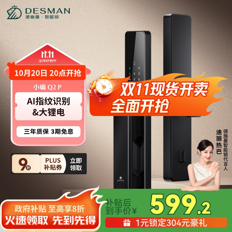 德施曼（DESMAN）智能门锁密码锁入户门 电子锁家用防盗指纹锁 小嘀 Q2P