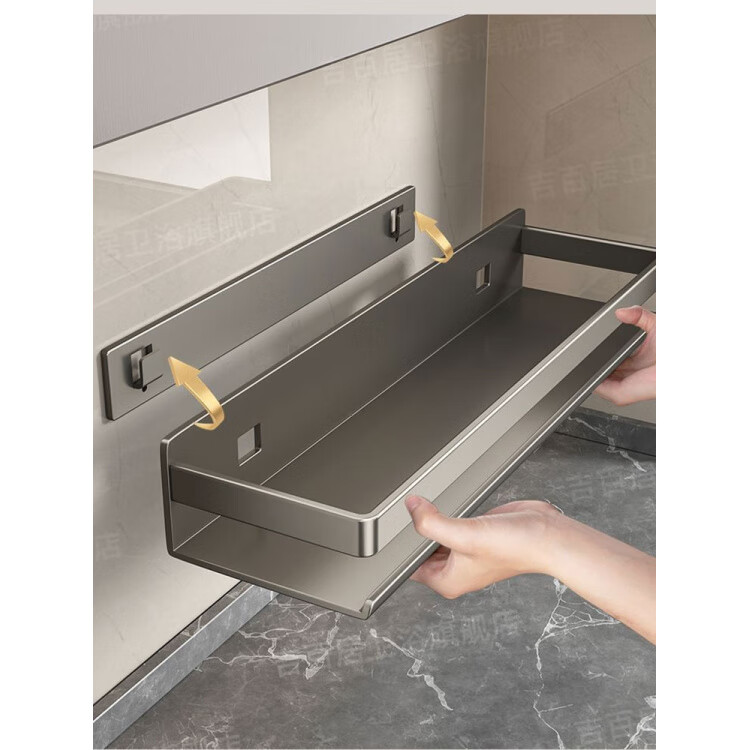 笛芳厨房置物架调味料品罐收纳架子墙上免打孔壁挂式调料架放置移动 【白色】双层可拆洗厨房置物架60cm-碳钢(带钩)