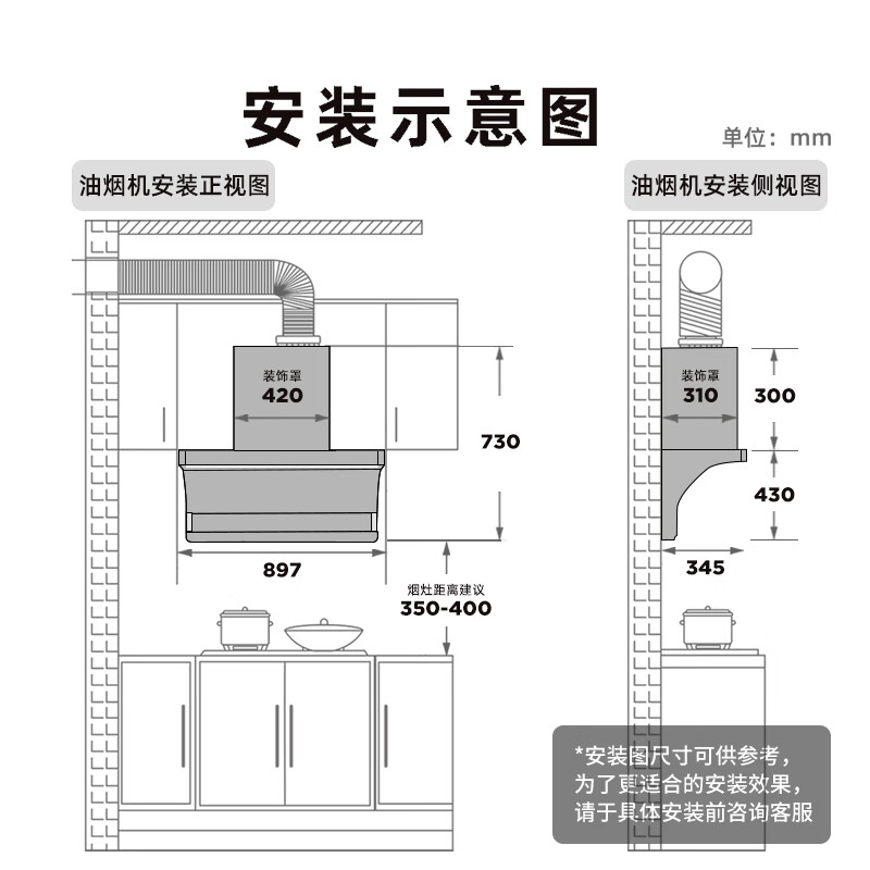 艾美特 AIRMATE顶侧双吸油烟机 23风量自动清洗彩屏LED大灯油烟机齐平橱柜 家用大吸力油烟机 AY660L 【23m³ 顶侧双吸】大灯体感彩屏智控+清洗