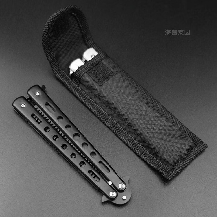光士刃蝴蝶梳子蝴蝶折叠刀未开刃csgo周边不锈钢甩手练习初学者训练小刀 彩梳 单把+维护扳手+收纳布套+养护油