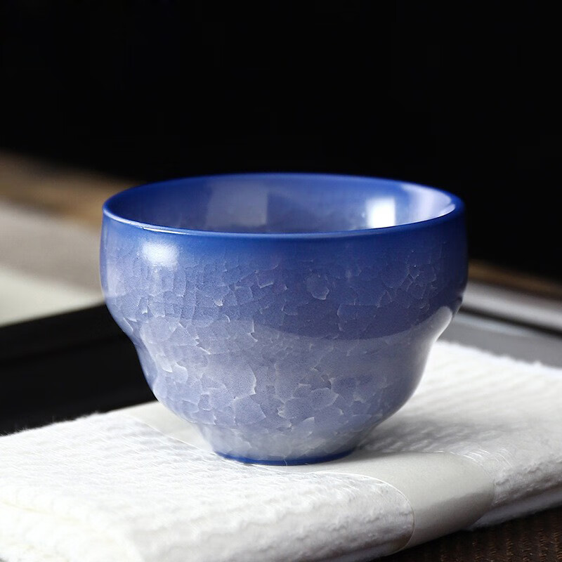 希格鲨克莱因蓝功夫茶具主人杯个人杯品茗杯茶杯林心如大师 【林心如】-克莱因蓝葵口杯60ml- 200mL以下