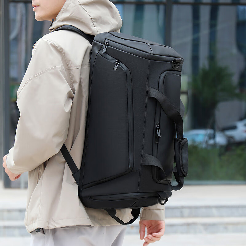 曼月依大容量收纳包多功能分层衣物袋手提包干湿分离出差旅游行李袋防水 黑色丨干湿分离丨旅行健身包大号