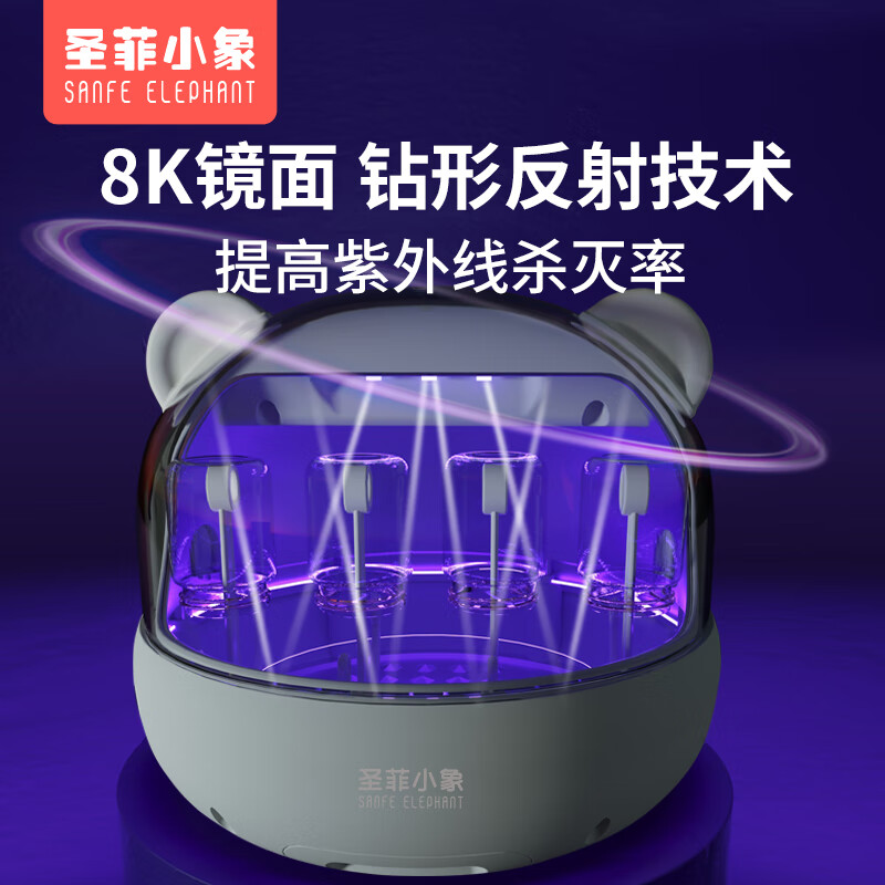 圣菲小象奶瓶消毒器带烘干宝宝紫外线消毒收纳柜婴儿多功能玩具餐具消毒锅 无汞灯珠- 20L 紫外线消毒 -烘干