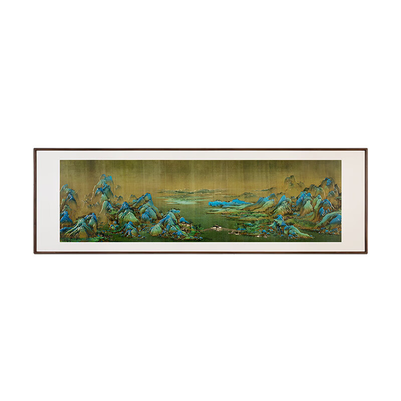 铜师傅 手工錾刻铜雕画《千里江山之锦绣河山》客厅餐厅装饰挂画 千里江山之锦绣河山 黑胡桃边框+超清钢化玻璃+黄铜板