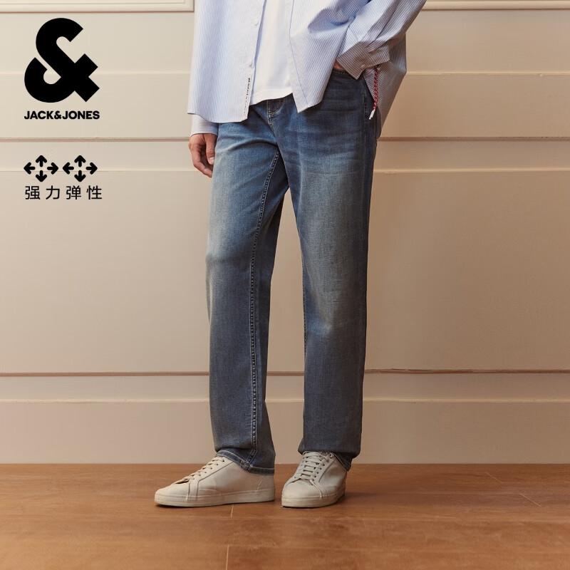 杰克·琼斯（JACK&amp;JONES）26年男装春夏季直筒牛仔裤男高弹力简约宽松潮流休闲裤子品牌男裤 121中牛仔蓝-非凉感 宽松直筒，卡码拍小 31 175 W31/L30