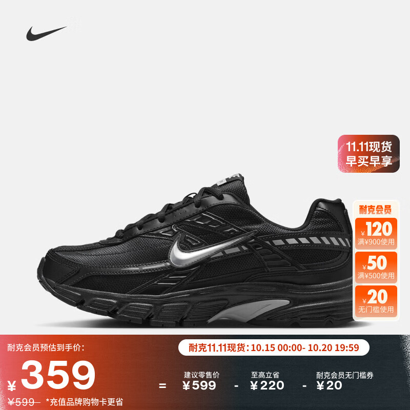 耐克男子透气运动鞋冬季复古跑鞋风缓震NIKE INITIATOR IB4595 001黑/金属银/黑/暗烟灰 43