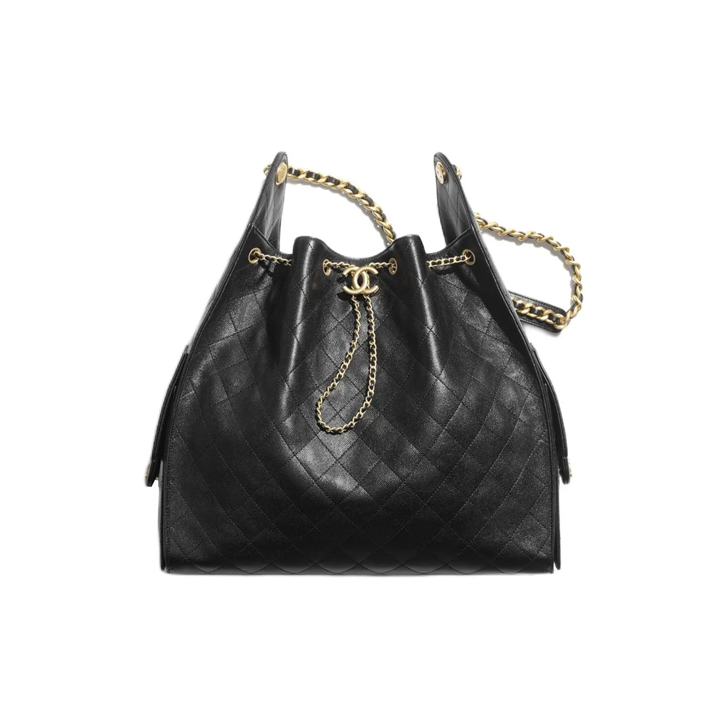 香奈儿(CHANEL)26新款 经典徽标Logo 荔枝纹牛皮/牛仔布 腋下包单肩包 送女友 黑色AS5553-B20304长36宽15高42cm