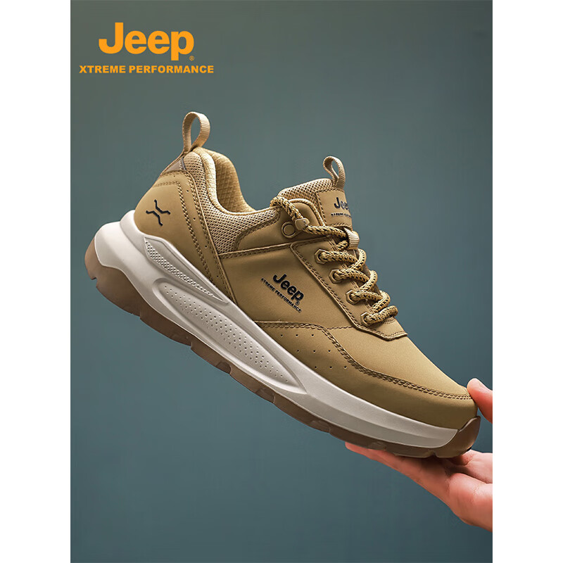 JEEP吉普男鞋子男款秋季新款软底防泼水休闲老爹鞋户外防滑徒步登山鞋 黑色 45 (275mm) 运动鞋码