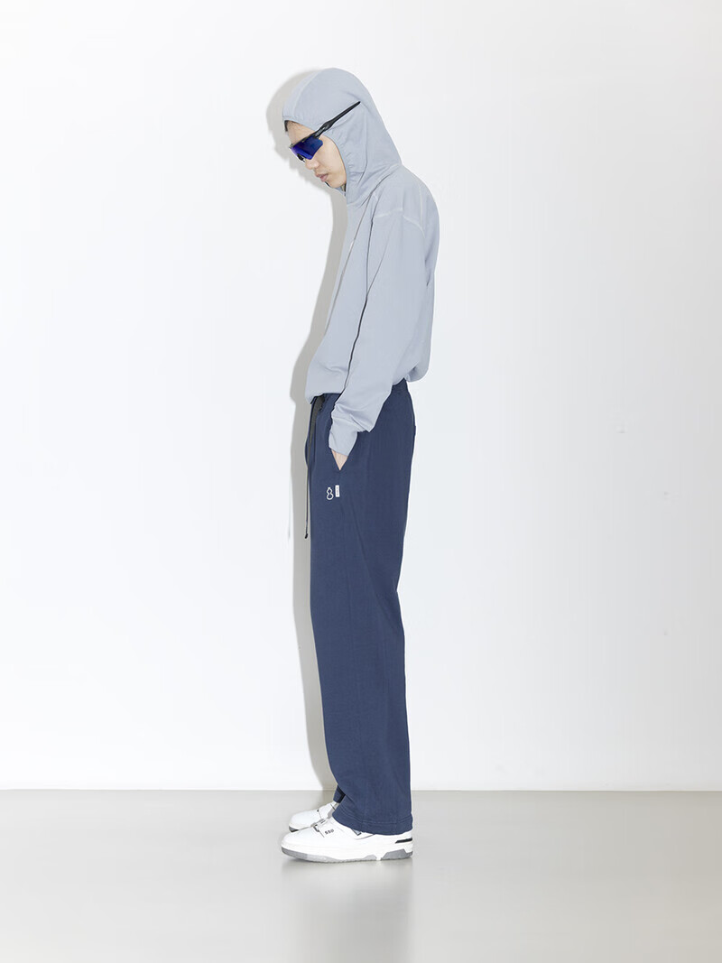 chichaqu吃茶去25经典全棉宽松直筒卡扣长卫裤复古运动休闲百搭 浅灰 XL