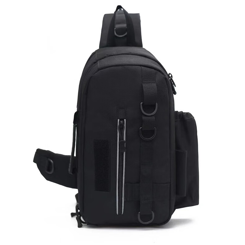 插杆路亚包垂钓用品大容量旅行登山钓鱼背包路亚垂钓插杆斜跨包 黑色