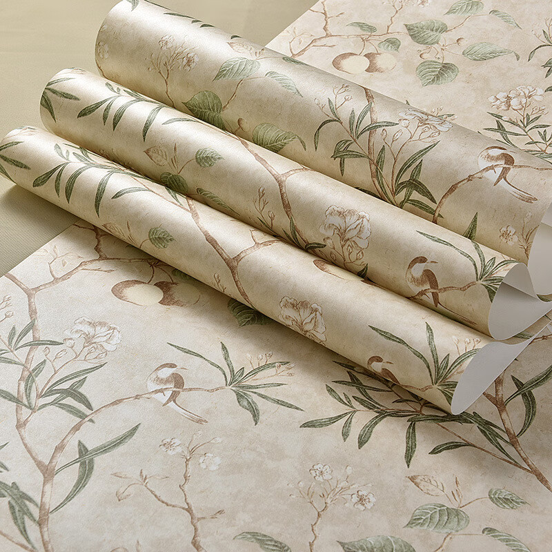 丞烁美式乡村复古做旧田园无纺布墙纸苹美式壁纸卧室客厅立体背景 浅