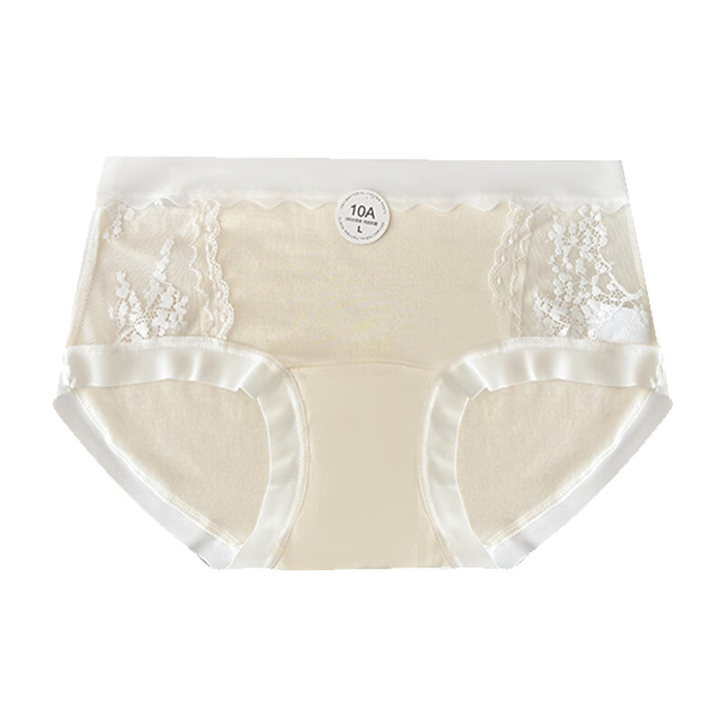 稚蝶镂空蕾丝拼接少女内裤  10A抑菌加长棉裆 透气无痕弹力女士三角裤 混色 奶茶粉+轻氧蓝+曼波绿+奶白 4条 L 【建议100-120斤】