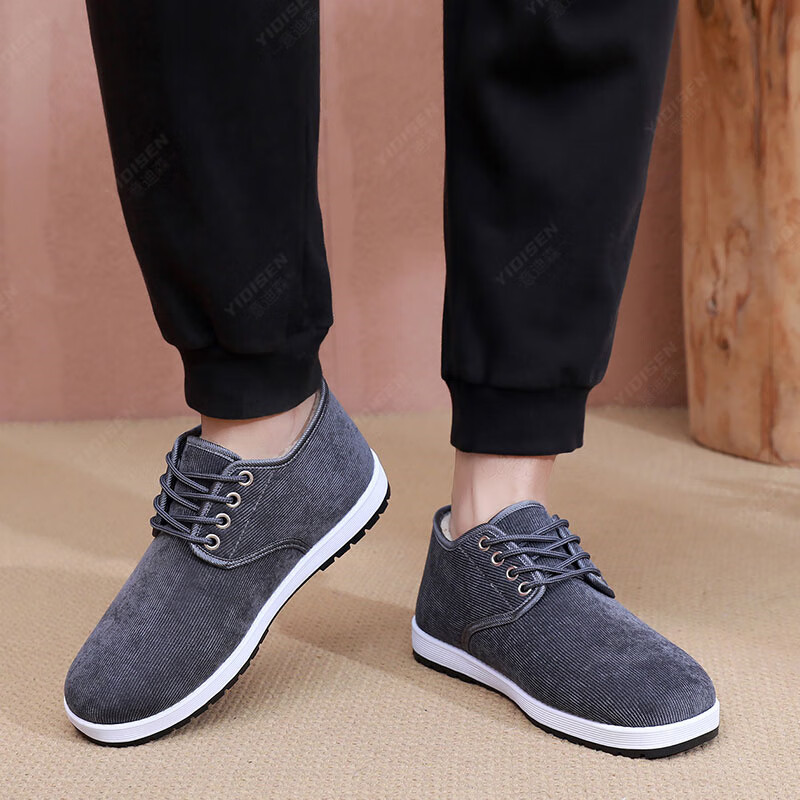 意迪森老北京棉鞋男款冬季高帮棉鞋中老年一脚蹬加绒加厚舒适保暖爸爸鞋 卡其色【加厚绵羊毛内里】 加绒 【鞋内送绵羊毛鞋垫】 44 (270mm) 正码正拍