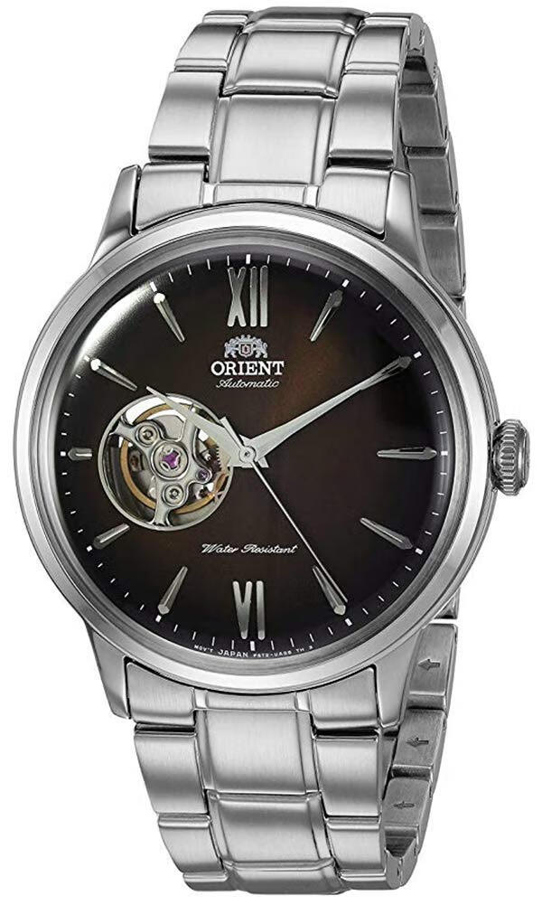 东方Orient 男士Helios不锈钢自动/手动上链心形表 Brown 40.8毫米