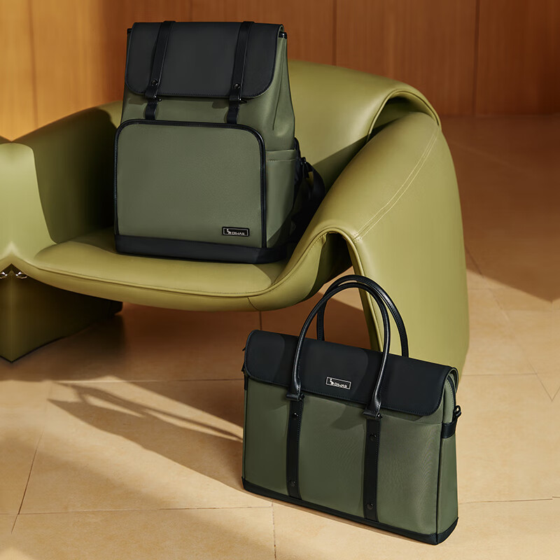 爱华仕先锋系列商务公文包男包出差大容量横款办公手提包轻奢电脑包 黑色 中包15.6英寸