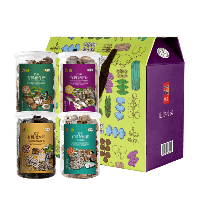 初萃中糧山珍禮盒菌菇禮盒黑木耳銀耳冬菇茶樹菇山貨 節(jié)日福利 有機山珍禮盒350g