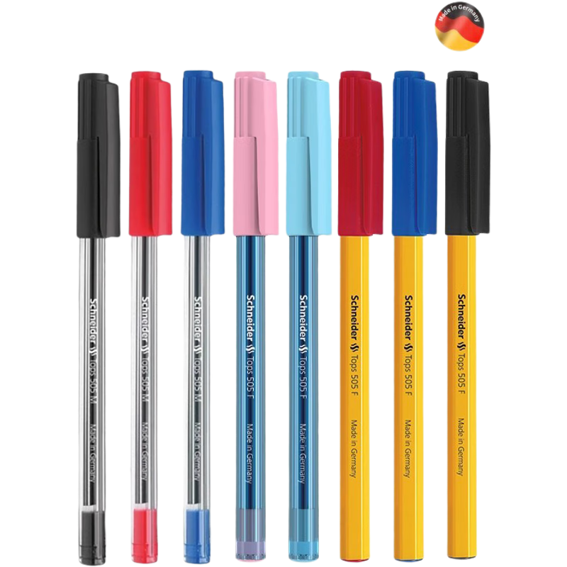 施耐德(Schneider) 德國進(jìn)口經(jīng)典圓珠筆505 F/M學(xué)生辦公簽字圓珠筆 大容量順滑原子筆 505F 黃桿 0.5藍色50支整盒