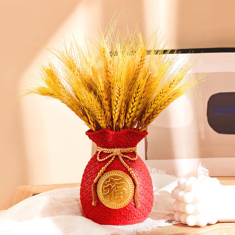 宜观金麦穗钱袋子客厅摆件乔迁开业礼物新中式创意居家发财寓意存钱袋