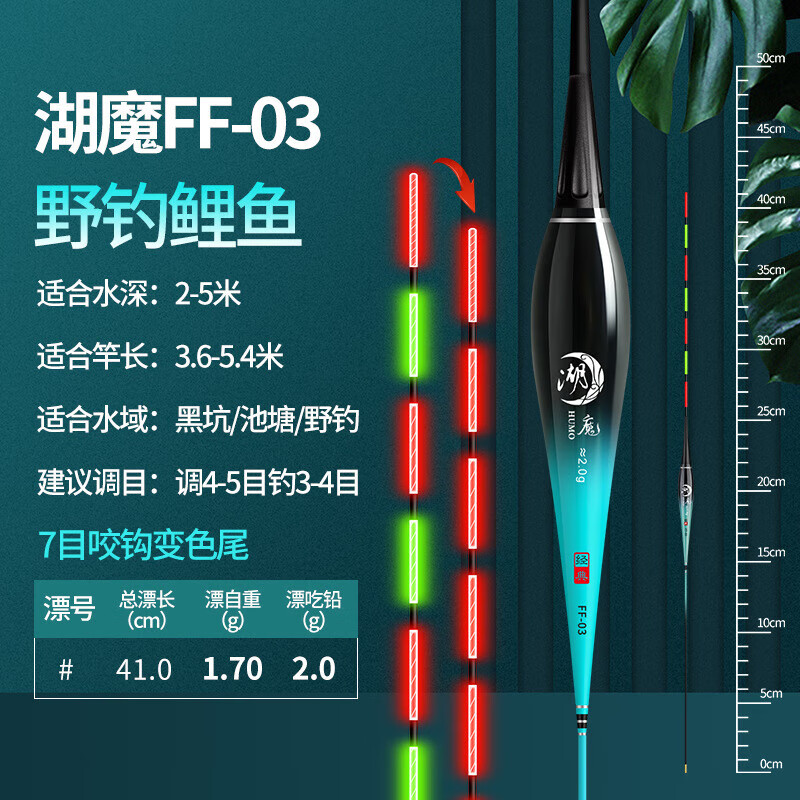 【甄选百货】鱼漂夜光漂电子漂咬钩变色浮漂日夜两用钓鱼具鲫鱼漂 镂空激光硬尾【DM03 铅2.1克】 不变色水无影【管装+送电池】