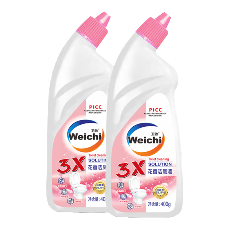 卫驰花香除臭洁厕剂马桶除垢厕所卫生间除菌洁厕灵挂壁洁厕液持久 400克*2瓶【实惠装】