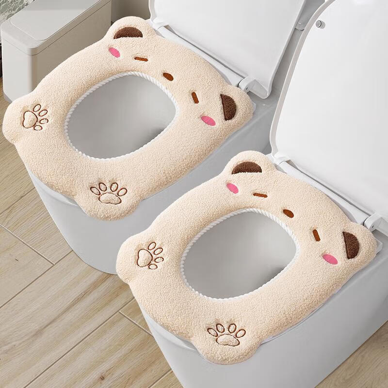 DEATKN德国高端秋冬新款马桶坐垫四季通用冬季厕所马桶垫坐便器垫圈 [2个装]米白+米白[柔软亲肤/舒适