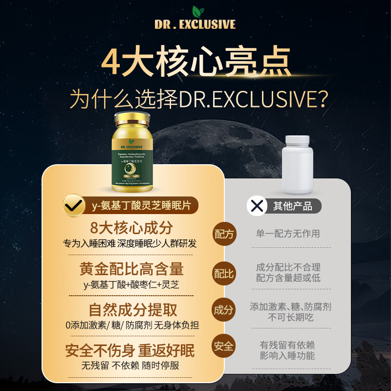 DR.EXCLUSIVE酸枣仁灵芝片茯苓中药酸枣仁粉安睡片晚安饮失眠灵芝酸枣仁本草饮 2瓶周期装【两个月量 120片】