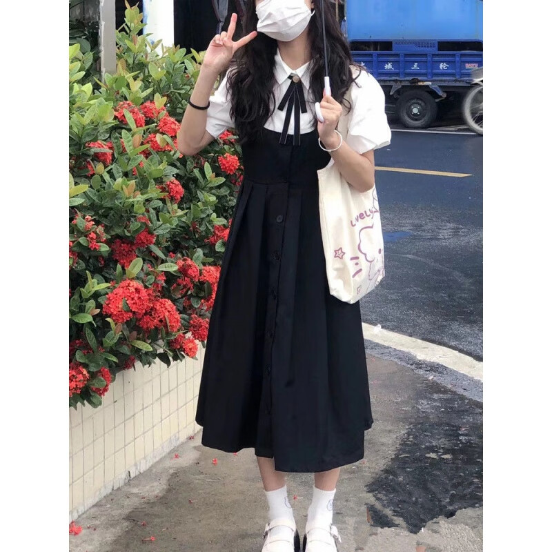 妤淳初中高中女生裙子学生韩版校园风奶系背带裙两春夏季新款宽松学院