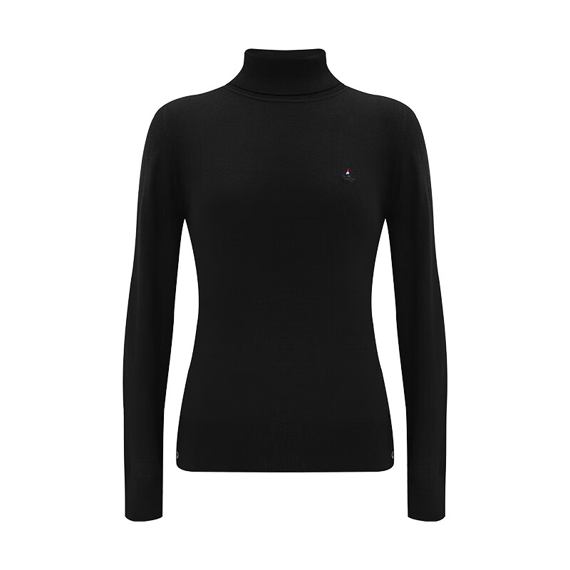 Navigare意大利小帆船女士高领针织衫秋冬款休闲内搭毛衣百搭修身打底衫女 暗夜黑 L 码