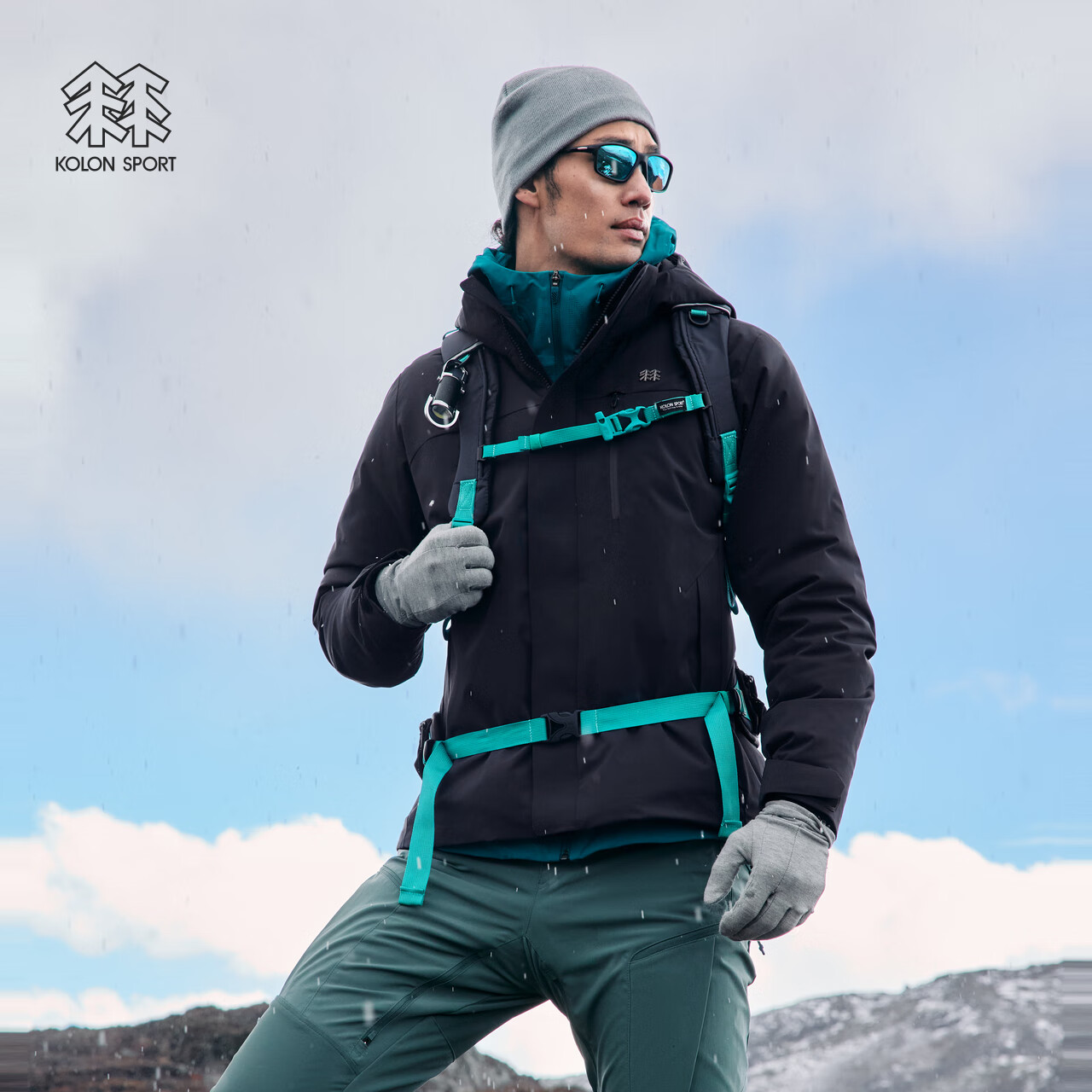 KOLON SPORT/可隆MIST轻量羽绒服 男士防水透湿户外防风轻薄鹅绒夹克 LHDJ5WNT21-NV 藏蓝 XL 180/100A