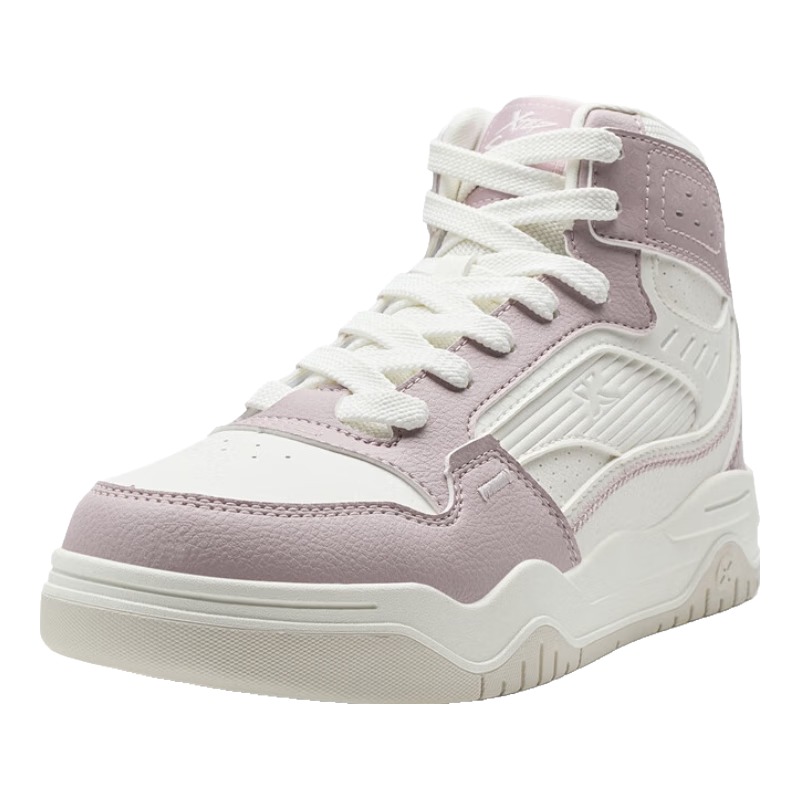 特步女鞋板鞋秋冬高幫皮面保暖防滑耐磨學(xué)生旅游鞋時(shí)尚板鞋女