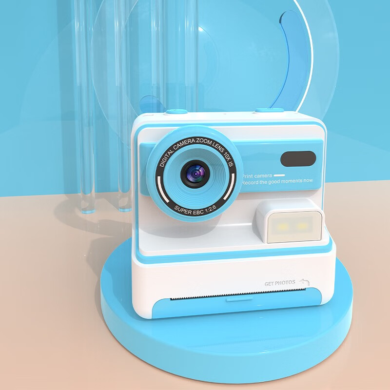 巧智拍立得相机一次成像便携拍照打印一体机高清双摄数码相机卡片机学生旅游随身拍 蓝色【拍立得/前后双摄】+打印纸10卷 标配【含32G内存卡】