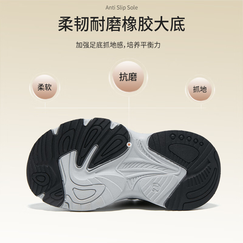 Lee童鞋春季新款儿童透气运动鞋男大童防滑网面跑步鞋女童休闲老爹鞋 黑银 33 【建议脚长200-205mm】