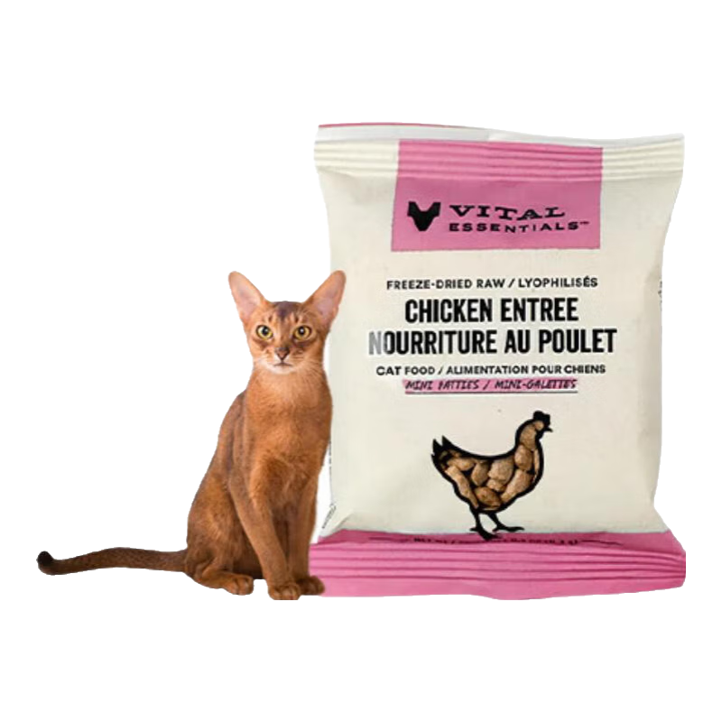 VITALESSENTIALS官方进口VE猫主食冻干生骨肉幼猫猫粮成猫零食猫冻干肉饼226.8g 【试吃装】鸡肉粒6.8g临期27/1