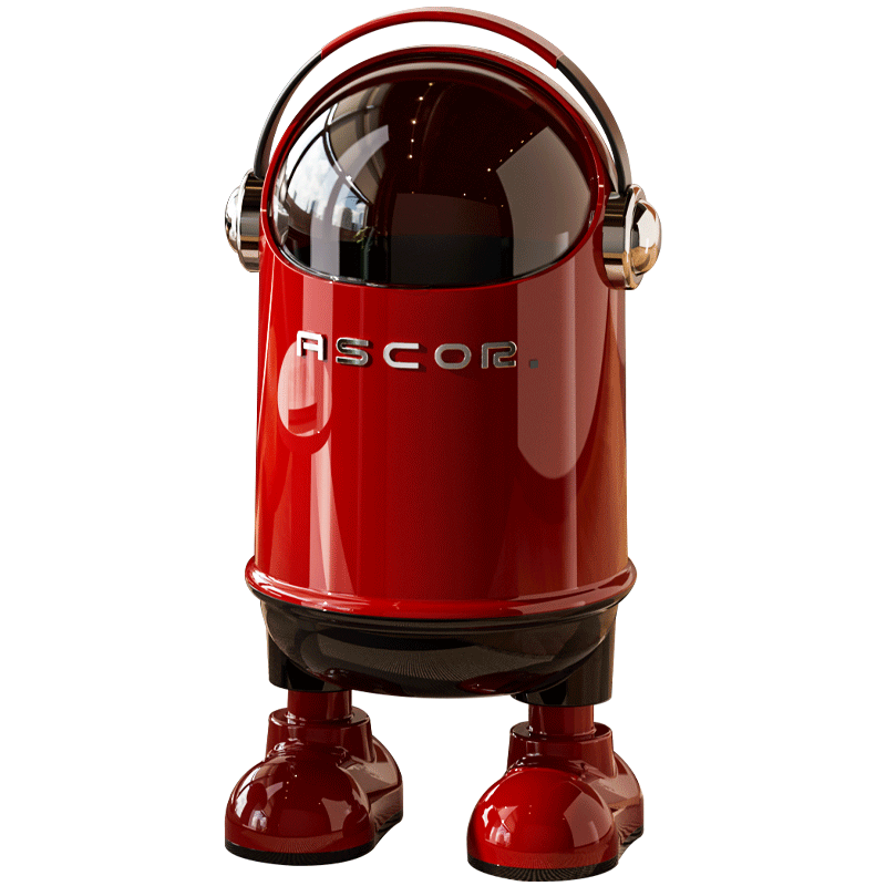 艾仕可（ASCOR）太空人垃圾桶客厅家用2025新款高档带盖厨房卧室卫生间高颜值创意 电镀款-复古红丨小号-13L