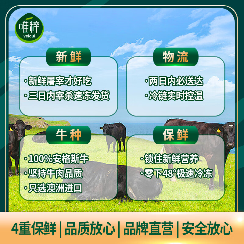 唯粹(Veicui)甄选澳洲进口牛肉礼盒原切生鲜食材牛腱子牛腩牛肋条 【甄选牛肉】B型礼盒2450g