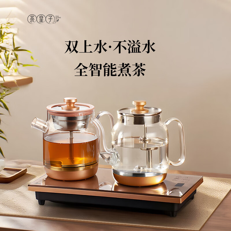 茶皇子（CHAHUANGZI）底部全自动上水电热烧水壶泡茶专用玻璃茶台电茶壶茶桌嵌入式一体 XH-T5N 1L ZC2-M（煮茶款）