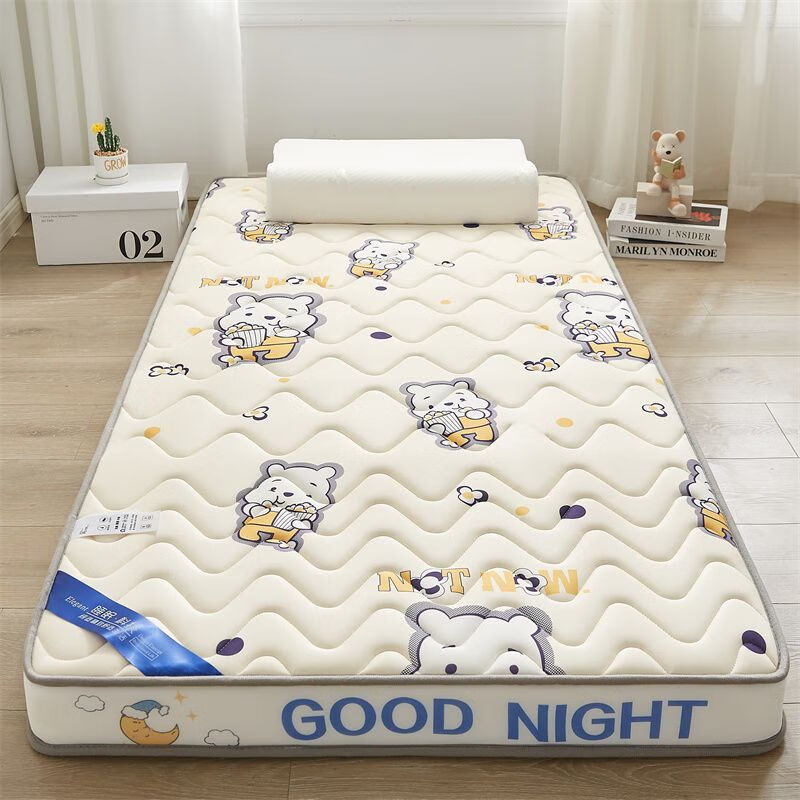 海诗圣堡加厚乳胶学生宿舍床垫0.9m单人榻榻米软垫可折叠上下铺床褥子海绵 L爆咪花6cm 60x120cm（婴儿床颜色随机）