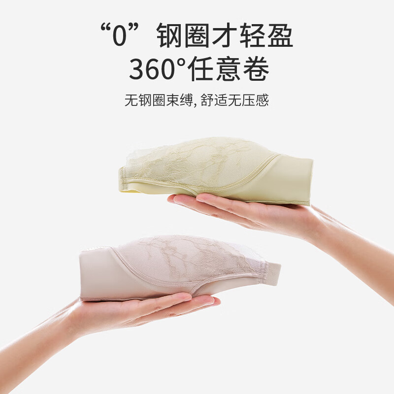 aidai调整型内衣女小胸聚拢无钢圈上托侧收显大收副乳性感优雅美背文胸 性感黑 75A