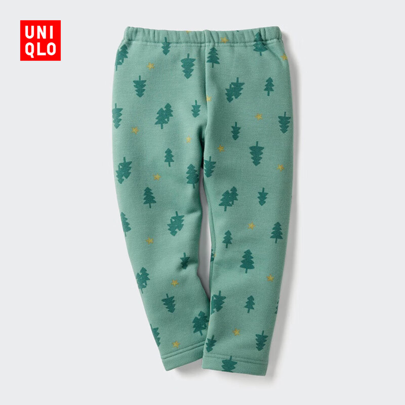 优衣库婴幼儿宝宝摇粒绒紧身裤打底裤可外穿裤子25秋冬新款478433 55 青绿色 100