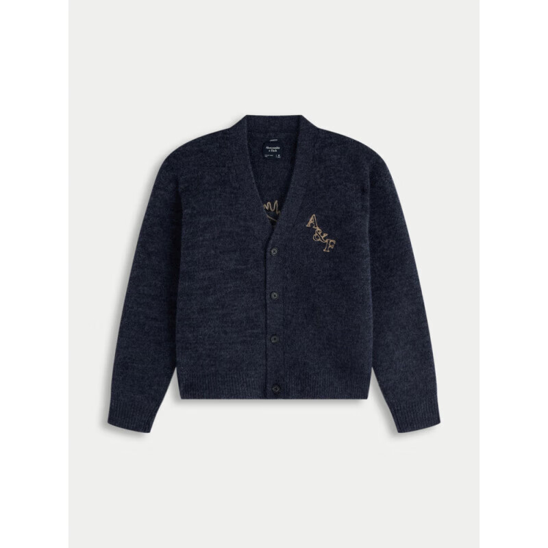 Abercrombie &amp; Fitch男装25秋冬新款美式经典大麋鹿LOGO针织开衫毛衣外套KI120-5180 棕色 XS _(170_84A)